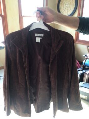 Cold water creek leather zip jacket